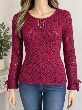 Gabriel Heuwork Burgundy Knit Sweater Small Long Sleeve Fall